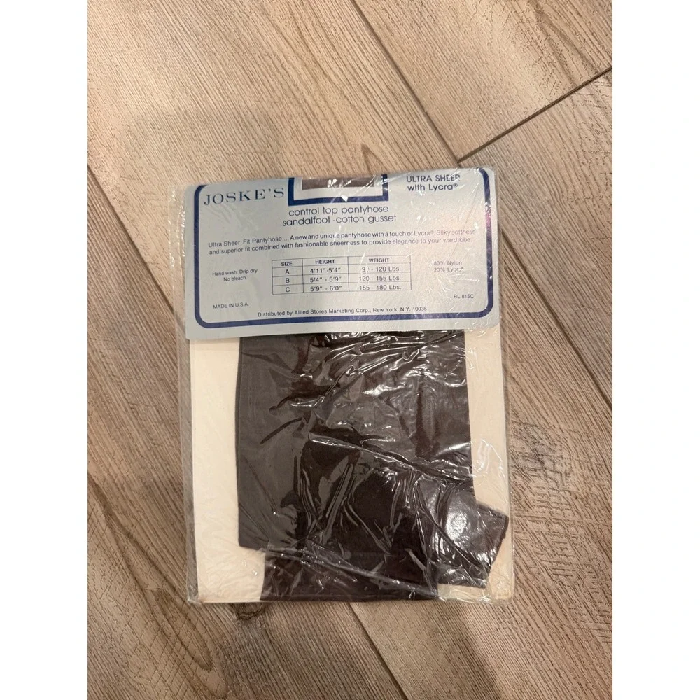 Vintage Joskes Ultra Sheer Control Top Pantyhose Sandalfoot Grey Mist Size B NIP
